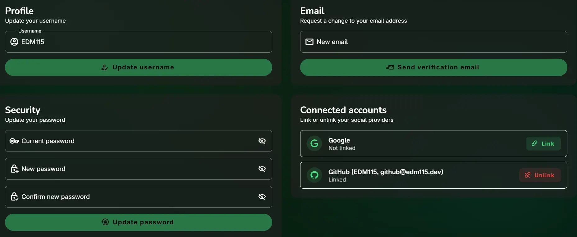 Account page
