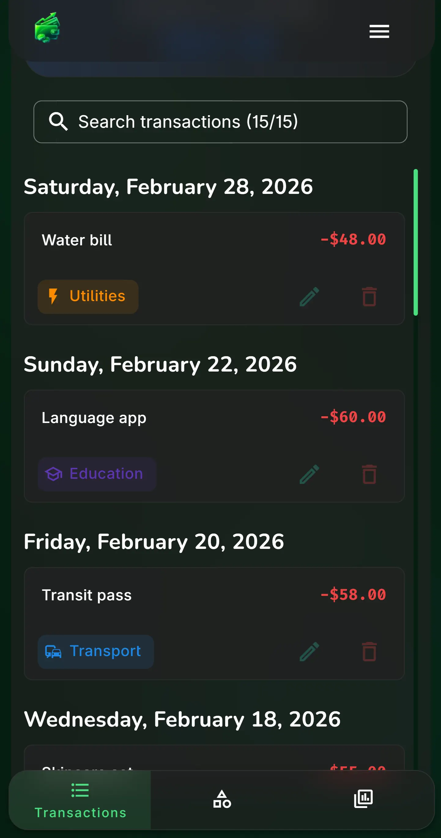 Transactions on mobile